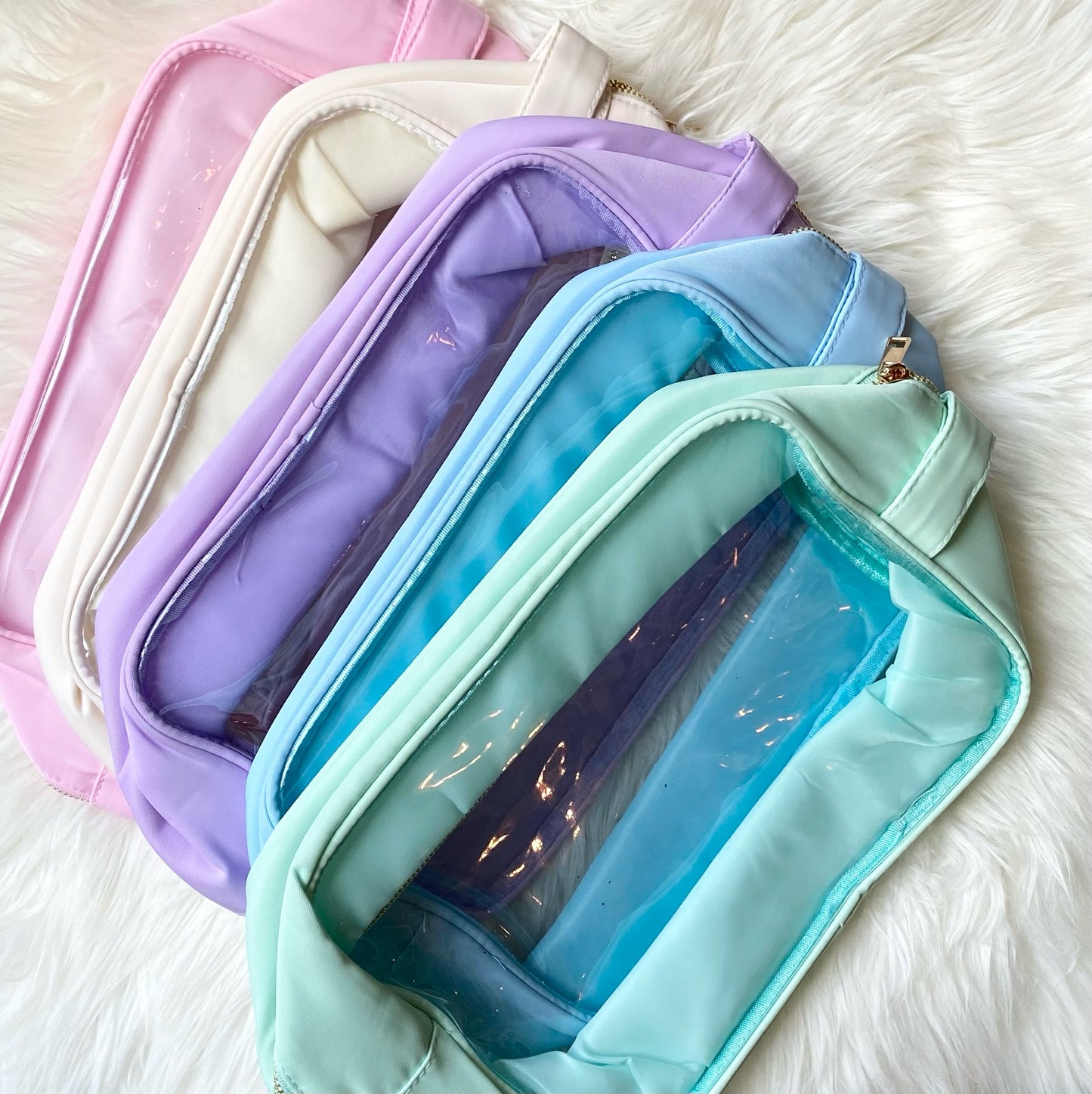 Extra Large Clear Nylon Pouch Personalized With Patches