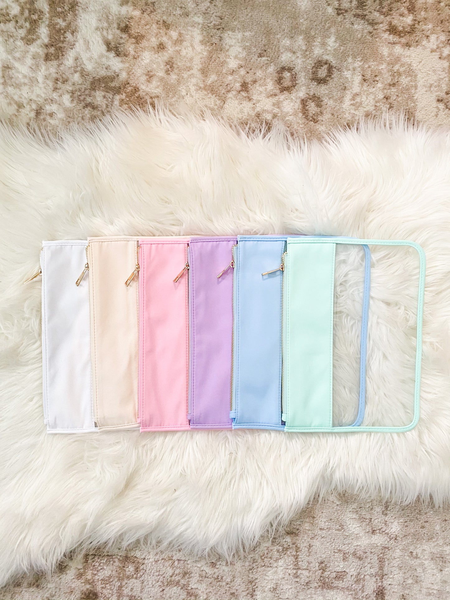Clear Flat Nylon Pouch Personalized With Patches