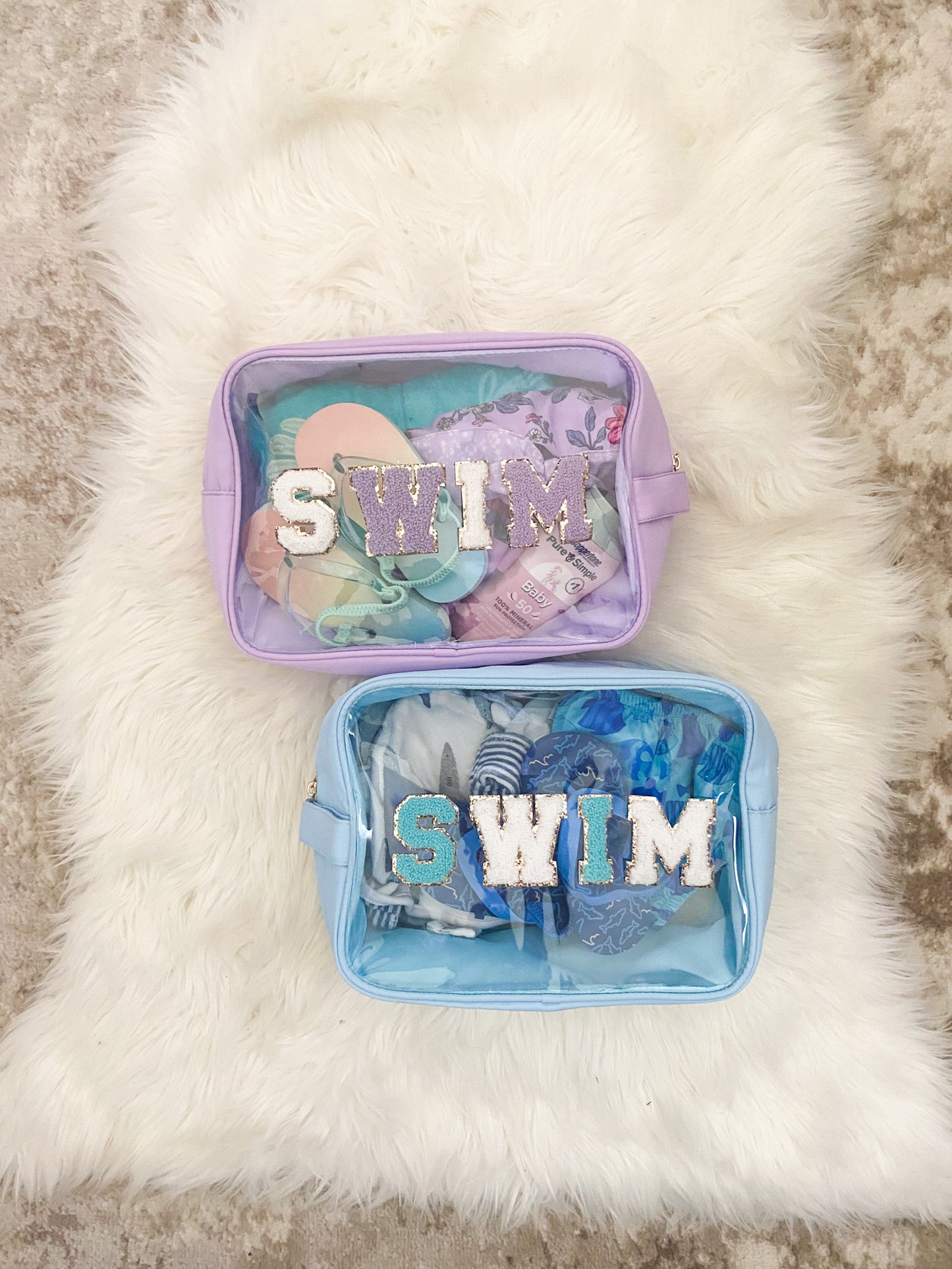Extra Large Clear Nylon Pouch Personalized With Patches