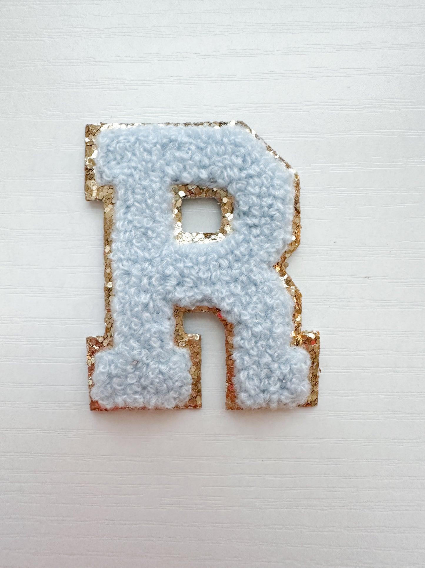 blue chenille self adhesive letter patch from small business the loki shop