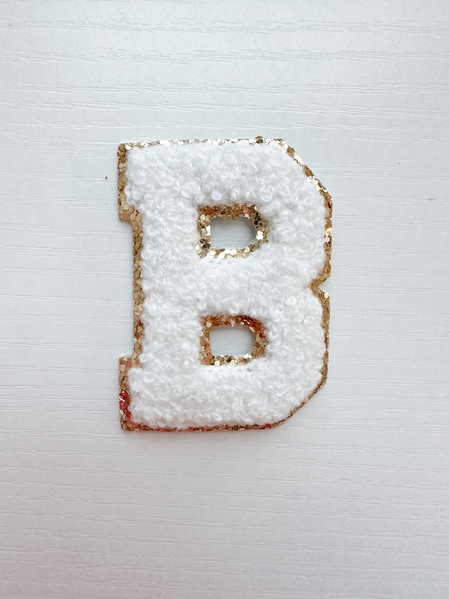 white chenille letter patch self adhesive