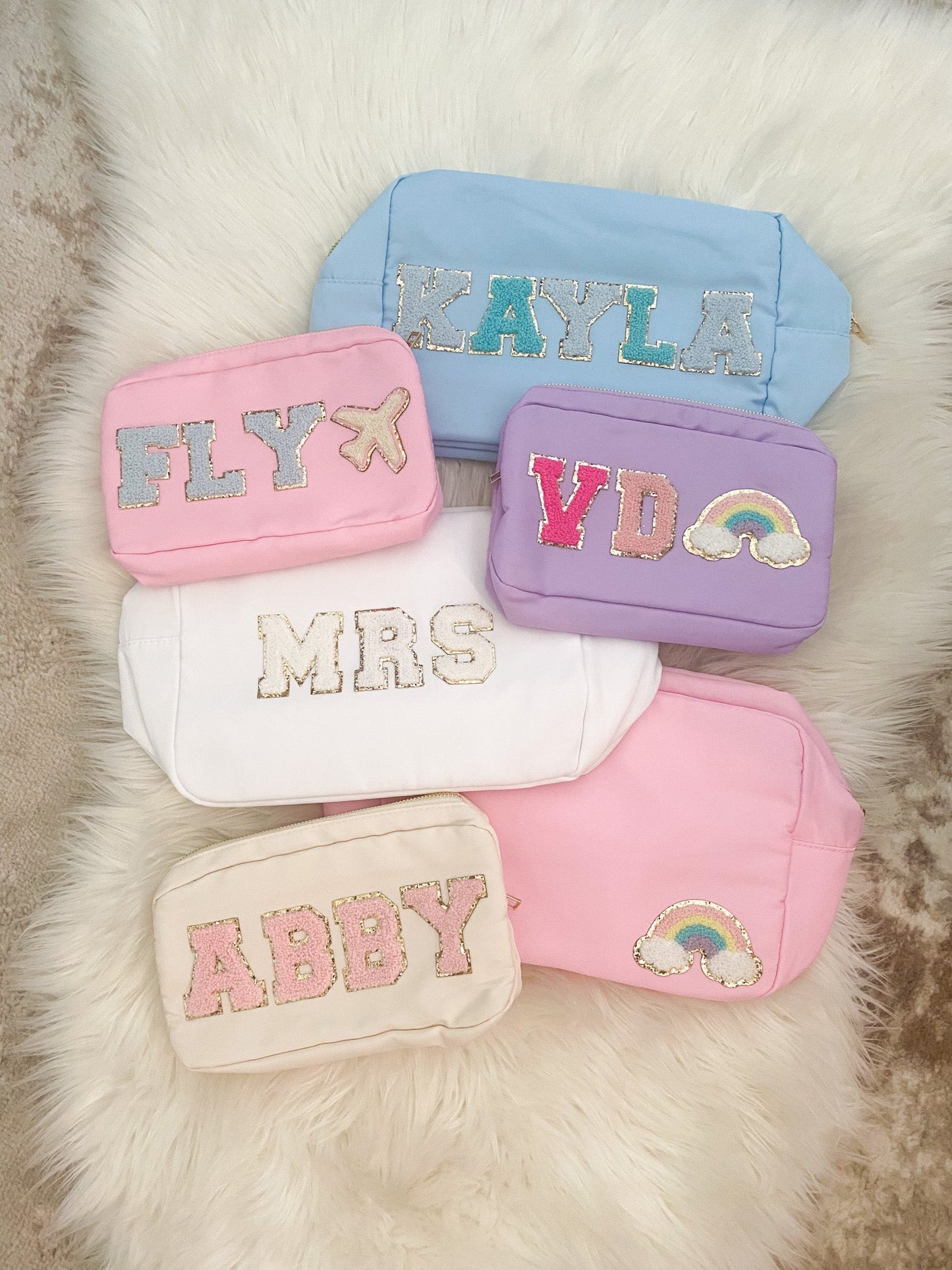 nylon bags with chenille patches personalized