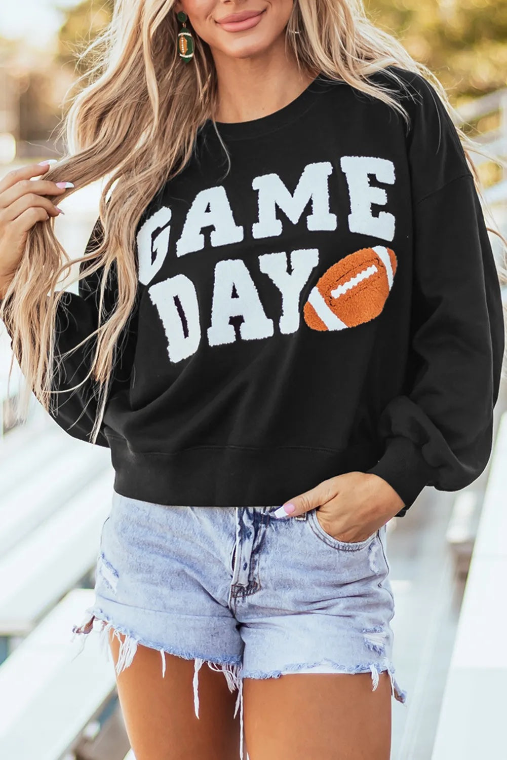 Game Day Sweatshirt With Football Patch