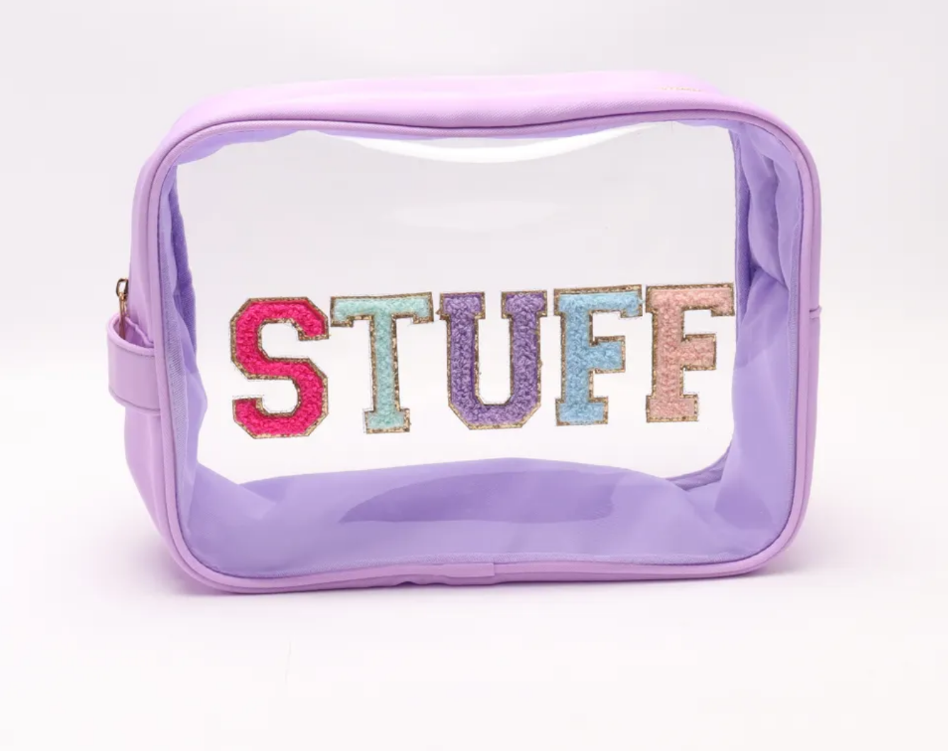 Extra Large Clear Nylon Pouch Personalized With Patches