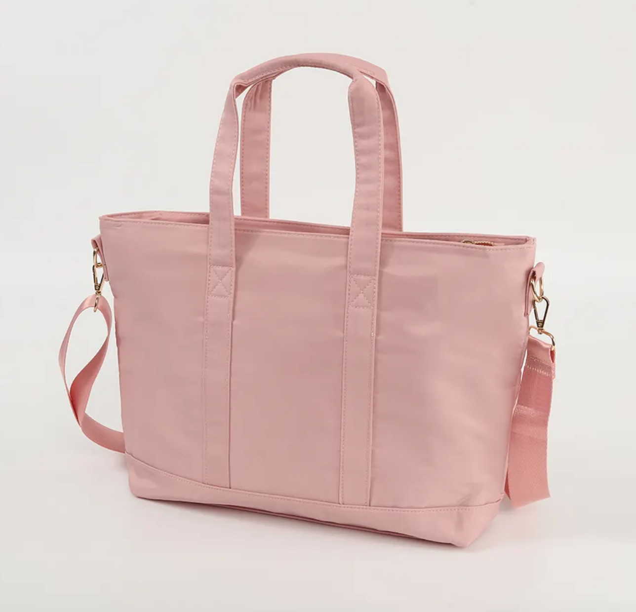 Personalized nylon tote mauve color option