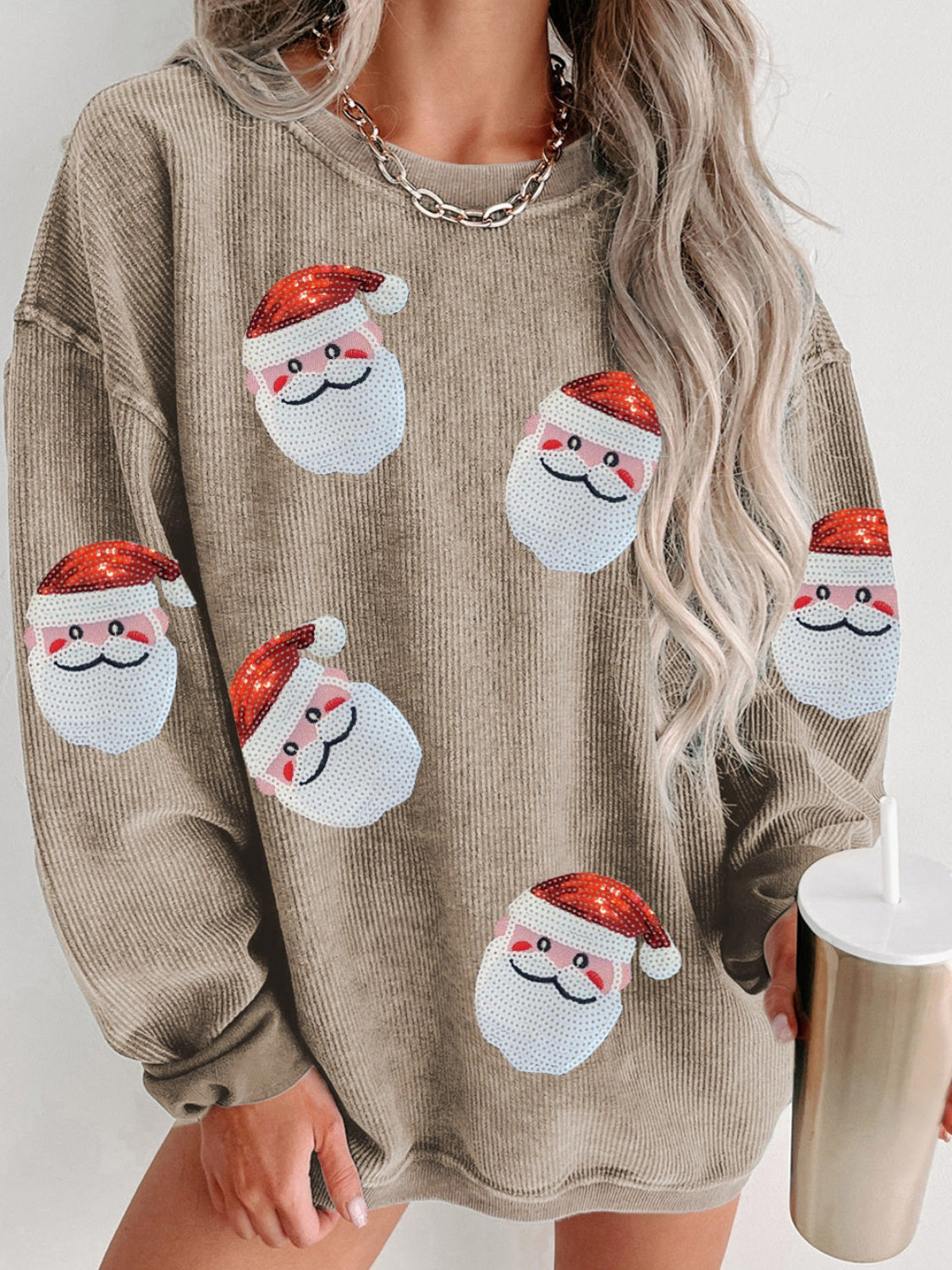 Sequin Santa Corded Christmas Sweatshirt The Loki Shop