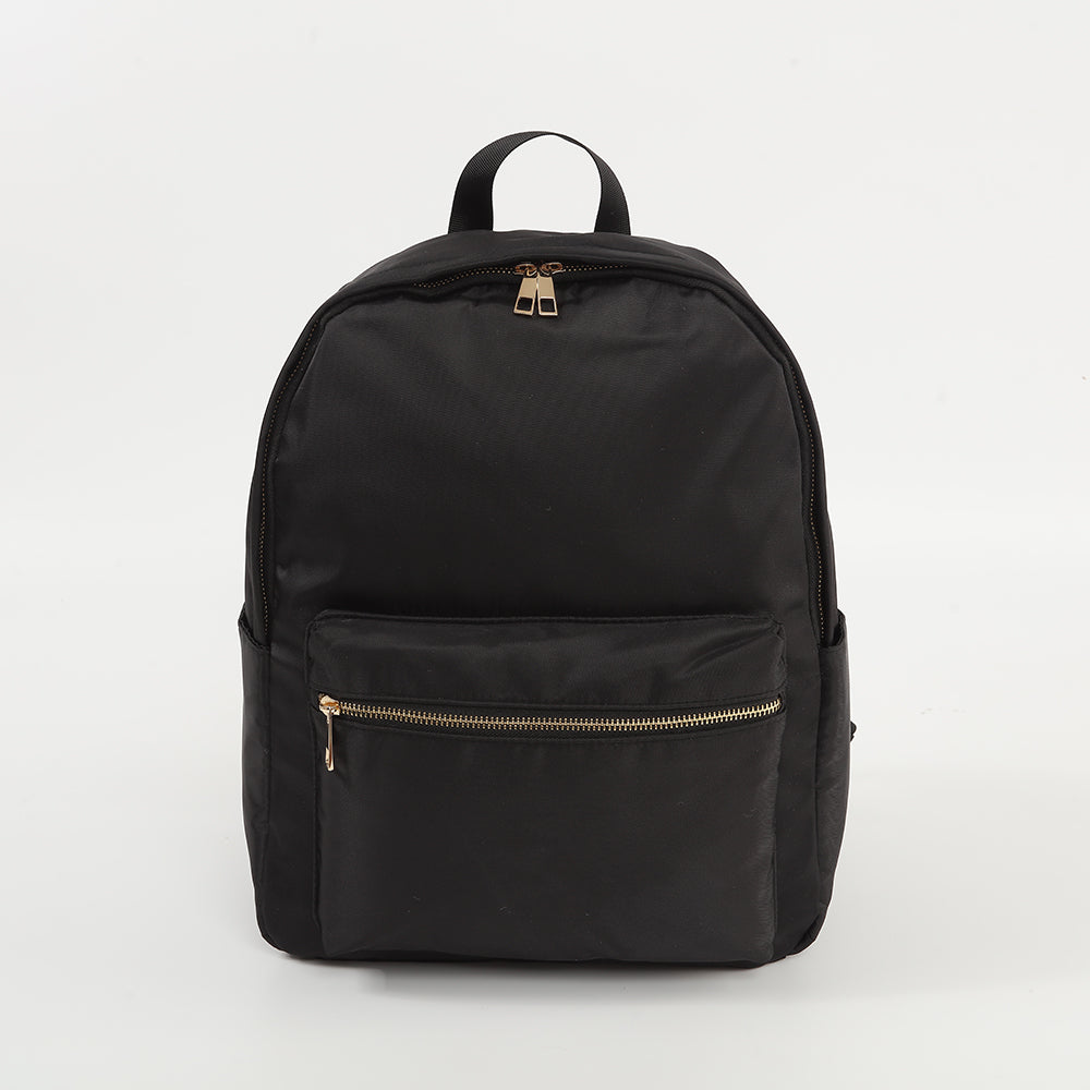 Personalized nylon backpack with patches in black