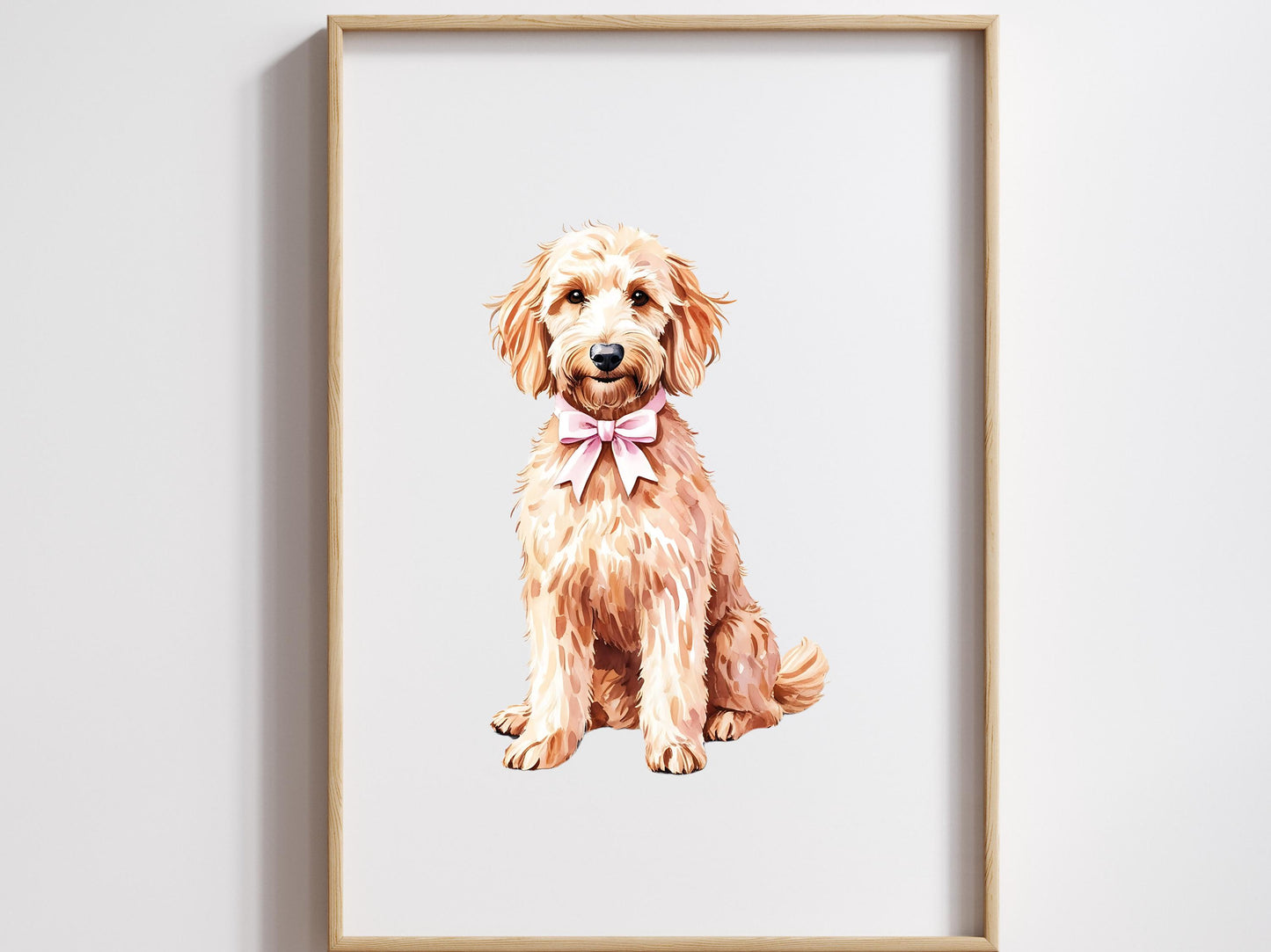 Goldendoodle Png Cute Watercolor Dog Pink Bow Grandmillenial Coquette Goldendoodle Mom Clipart Instant Digital Download Sublimation Design