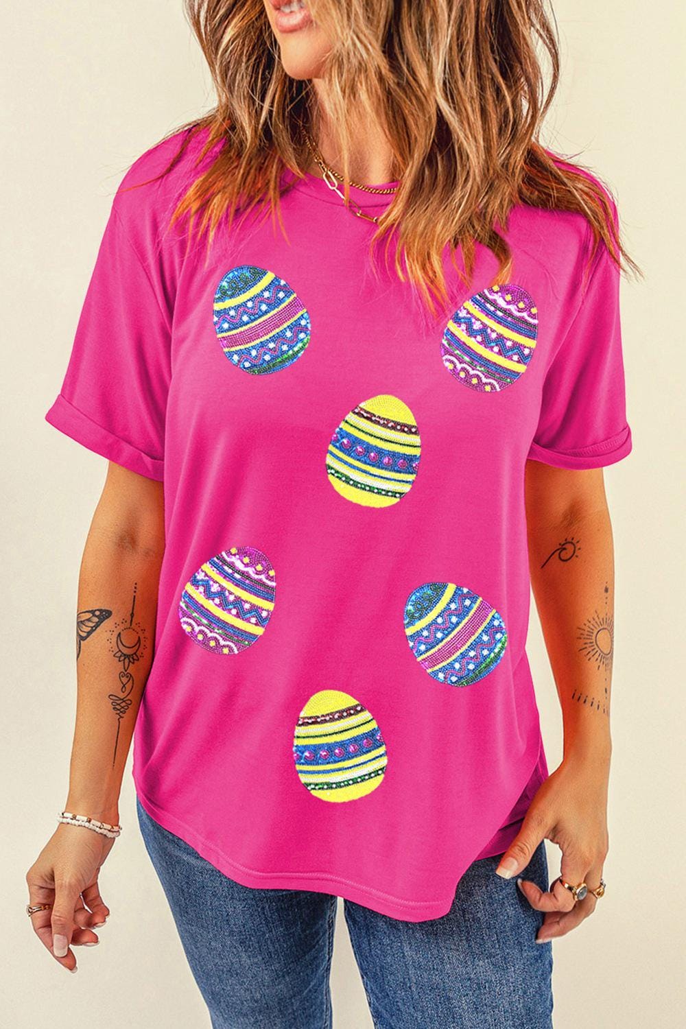 Sequin Easter Egg Shirt Glitter Egg Chenille Patch Shirt For Girls And Women Easter Basket Stuffer Idea