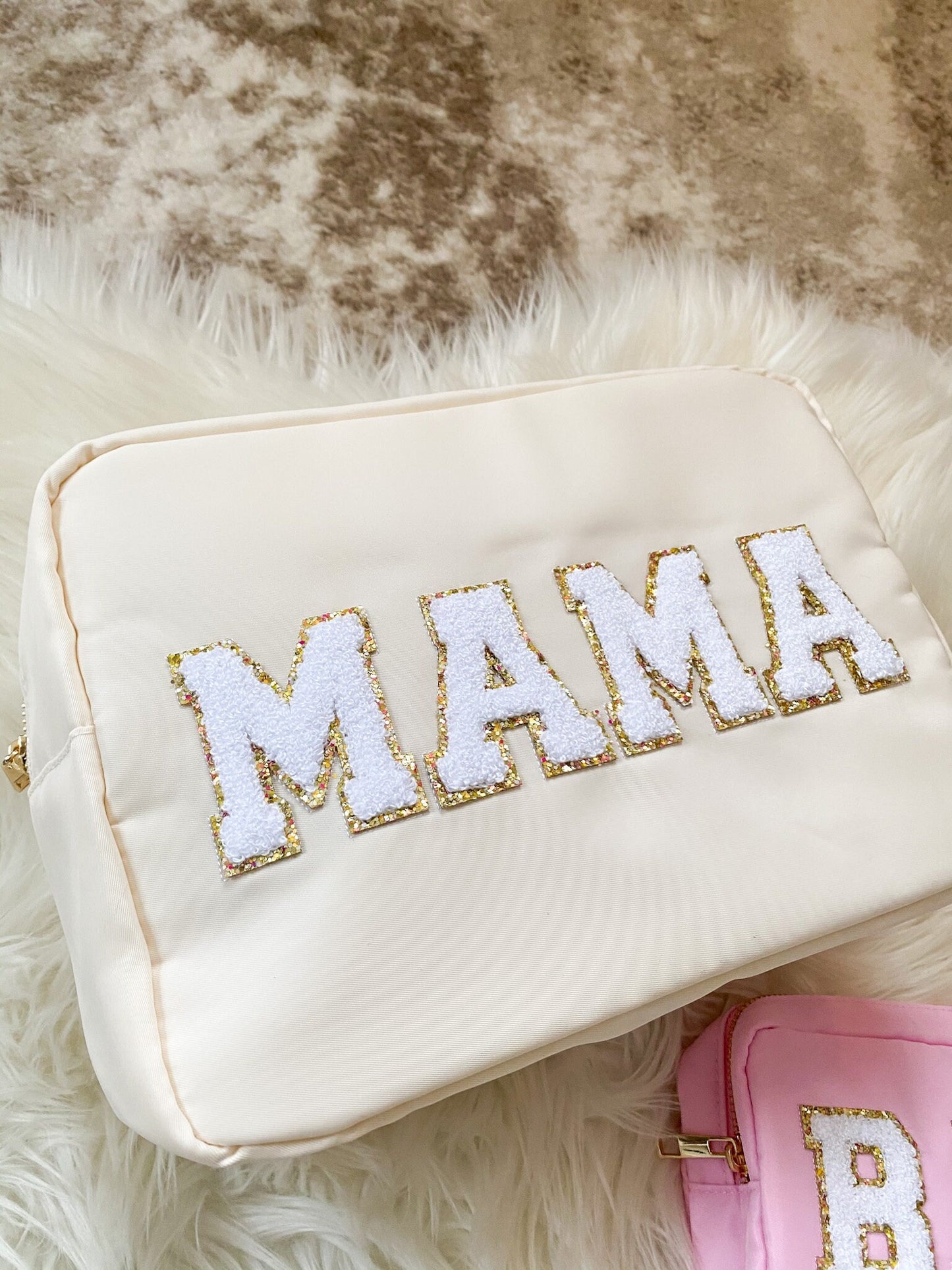 Mama Bag With Patches Mothers Day Gift Mama Pouch Mama Bag For Hospital New Mom Gift Baby Shower Gift Mama Makeup Bag Mama Toiletry Bag