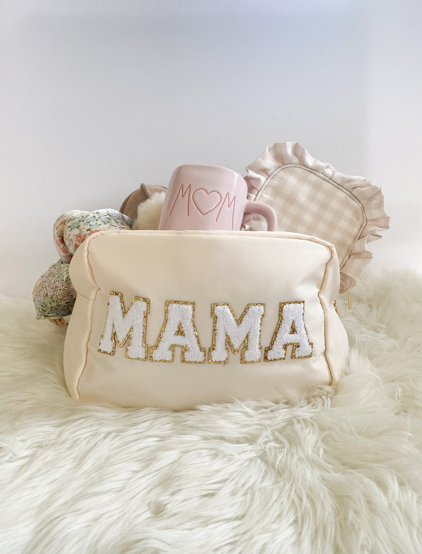Mama Bag With Patches Mothers Day Gift Mama Pouch Mama Bag For Hospital New Mom Gift Baby Shower Gift Mama Makeup Bag Mama Toiletry Bag