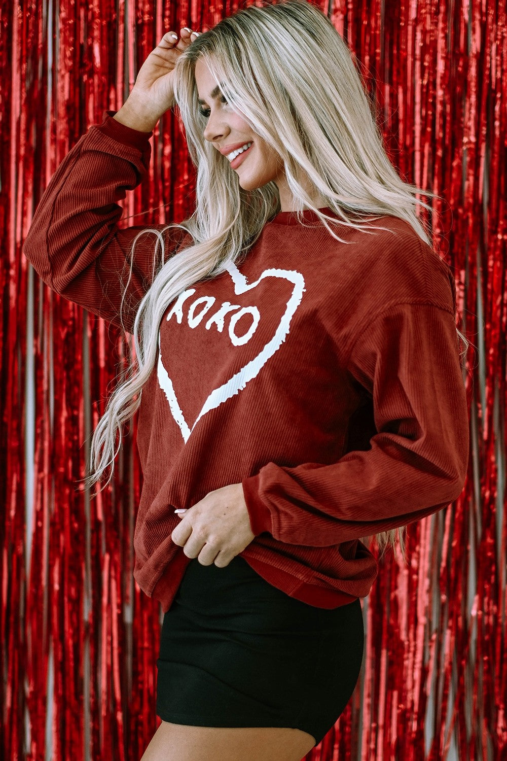 XOXO Corded Sweatshirt In Red