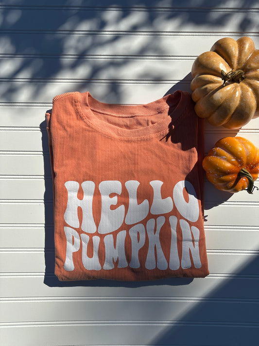 Hello Pumpkin Corded Sweatshirt In Orange