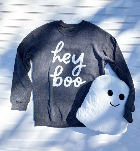 Women's Hey Boo Gray Corded Graphic Sweatshirt