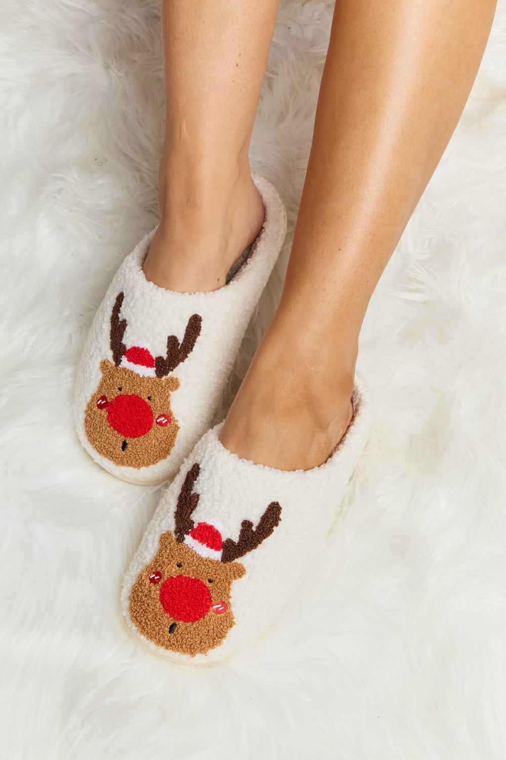 holiday slippers fuzzy and cute