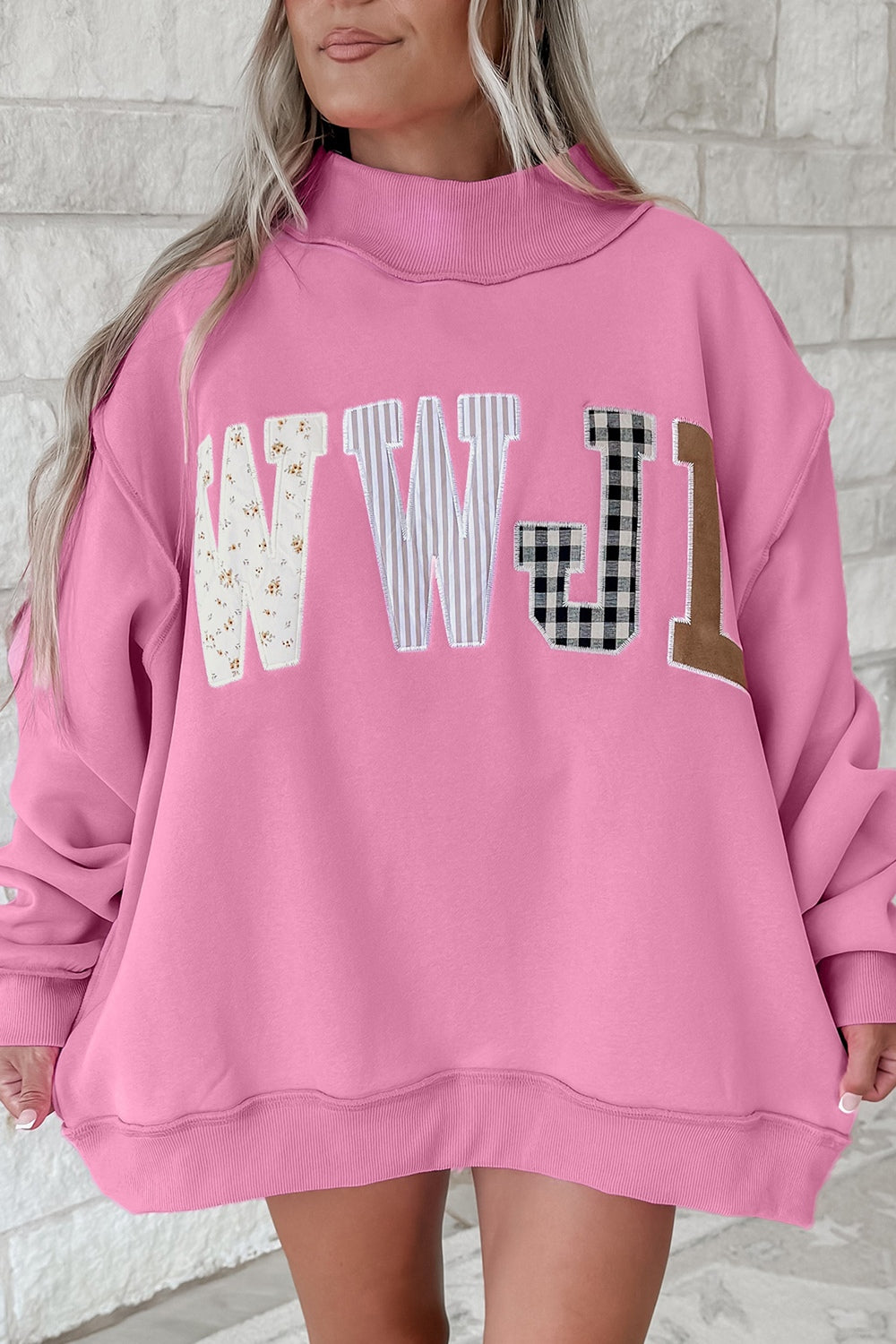 WWJD Pink Mockneck Sweatshirt