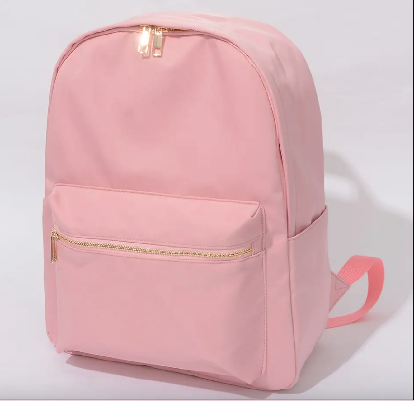 Personalized nylon backpack with patches in mauve