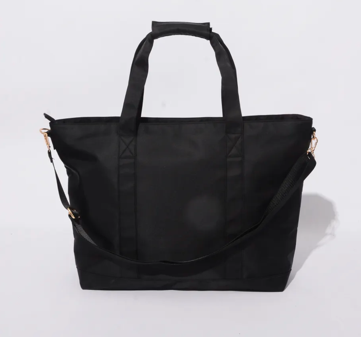 DIY custom nylon tote with patches in black color option