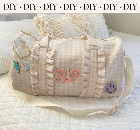 DIY Gingham Ruffle Duffle Bag