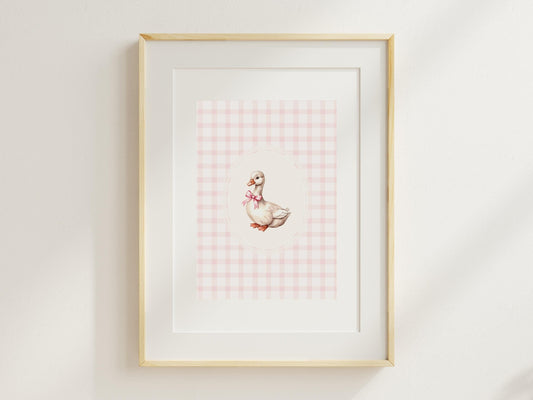 Pink Gingham Goose Nursery Printable