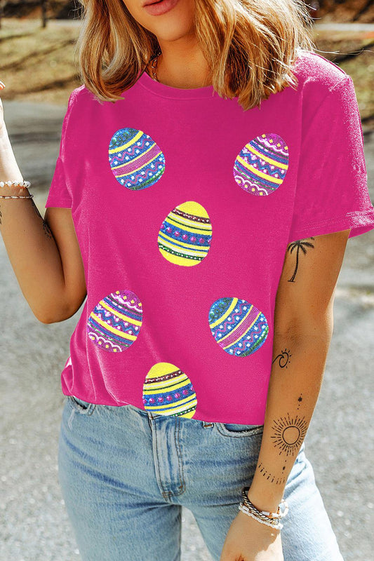 Sequin Easter Egg Shirt Glitter Egg Chenille Patch Shirt For Girls And Women Easter Basket Stuffer Idea