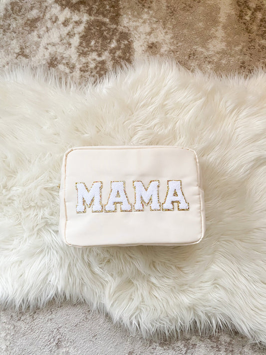 Mama Bag With Patches Mothers Day Gift Mama Pouch Mama Bag For Hospital New Mom Gift Baby Shower Gift Mama Makeup Bag Mama Toiletry Bag